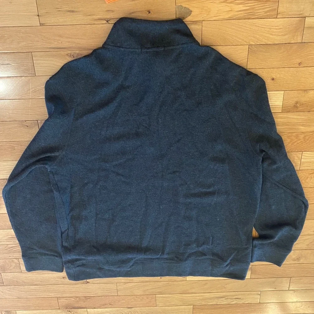 Banana Republic Mens XL Charcoal Gray Quarter Zip Textured Knit Pullover Sweater